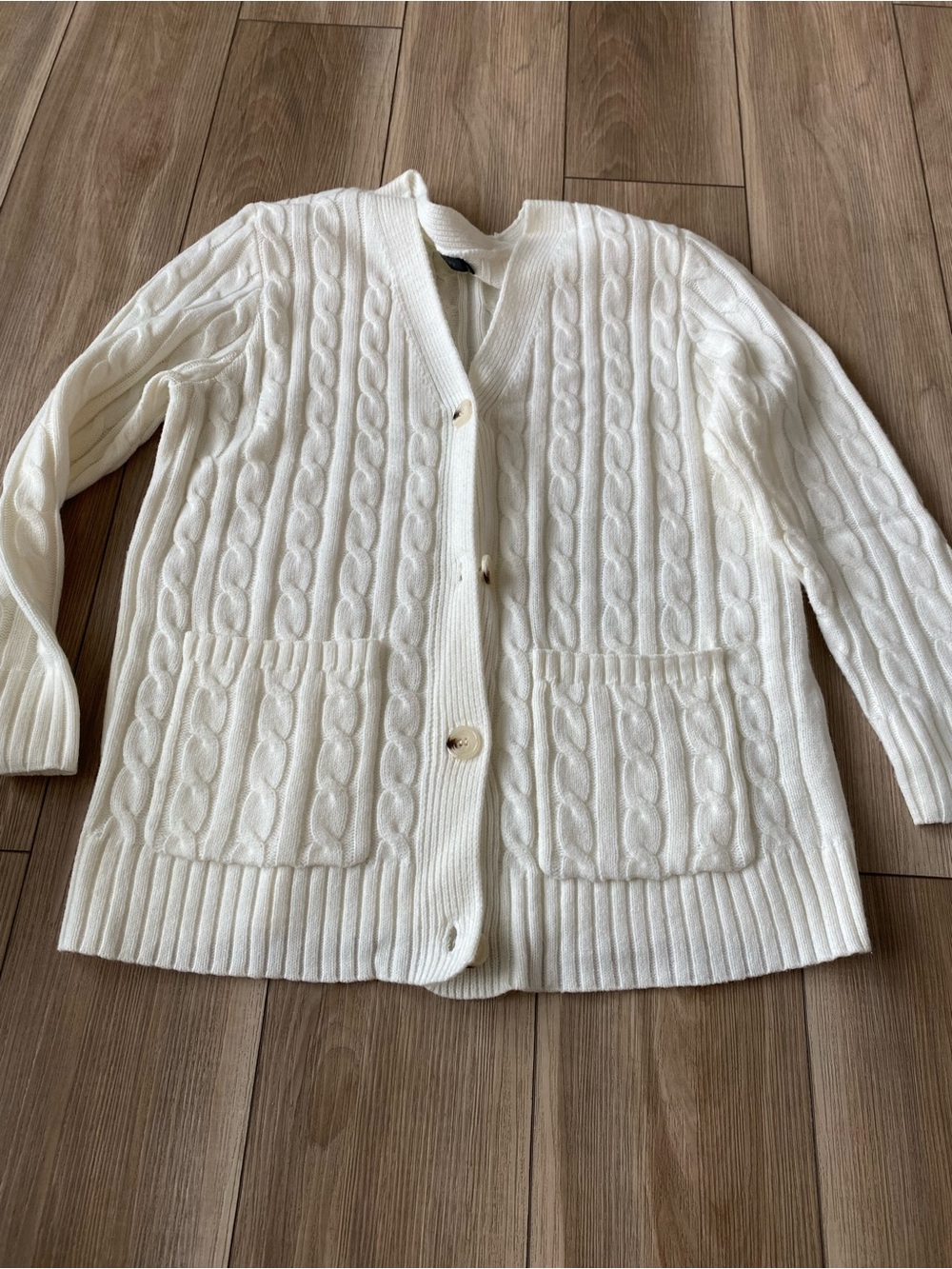 Cozy Cable-Knit Button Cardigan - White
